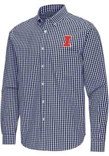 Antigua Illinois Fighting Illini Mens Navy Blue Ellis Long Sleeve Dress Shirt