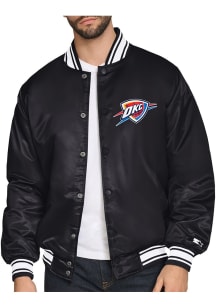 Starter Oklahoma City Thunder Mens Black Triangle Satin Varisty Medium Weight Jacket