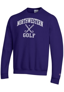 Champion Northwestern Wildcats Mens Purple Golf Icon Powerblend Long Sleeve Crew Sweatshirt