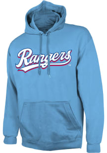 Texas Rangers Mens Light Blue Wordmark Long Sleeve Hoodie