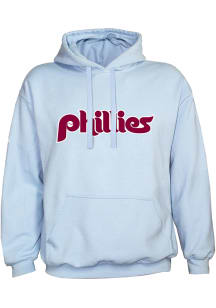 Philadelphia Phillies Mens Light Blue Coop Wordmark Long Sleeve Hoodie