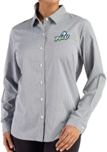 Cutter and Buck Florida Gulf Coast Eagles Womens Epic Confidence Gingham Long Sleeve Green Dress S..