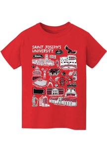 Vive La Fete Saint Josephs Hawks Youth Cardinal Impressions Short Sleeve T-Shirt