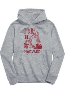 Vive La Fete Harvard Crimson Youth Grey Excavator Long Sleeve Hoodie