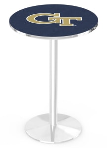 GA Tech Yellow Jackets Chrome Round Base Pub Table