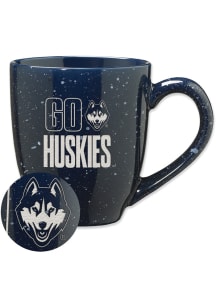 UConn Huskies Go Huskies 16oz Speckle Ceramic Mug - Navy Blue