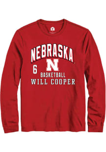 Will Cooper Nebraska Cornhuskers Red NIL Arch Logo Long Sleeve Player T Shirt