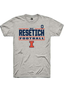 Mac Resetich Illinois Fighting Illini Ash Football NIL Stacked Box Short Sleeve Player T Shirt