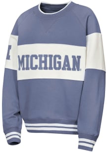 Michigan Wolverines Youth Navy Blue Puck Shot Long Sleeve Crew Sweatshirt