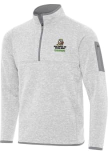 Antigua Oregon Ducks Mens Grey 2025 Orange Bowl Champions Fortune Long Sleeve Qtr Zip Pullover