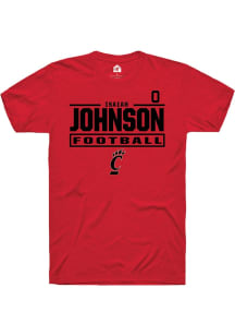 Isaiah Johnson Cincinnati Bearcats Red Football NIL Stacked Box Short Sleeve Player T Shirt
