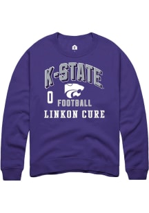 Linkon Cure K-State Wildcats Mens Purple Football NIL Arch Logo Player Crew