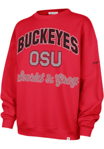 47 Ohio State Buckeyes Womens Red Glitter Arch Crew Sweatshirt