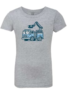 Summit Sportswear Chapel Hill Girls Grey Blue Firetruck Short Sleeve Tee