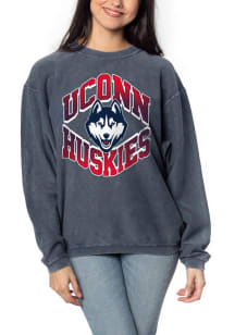 UConn Huskies Womens Navy Blue Corded Crew Sweatshirt