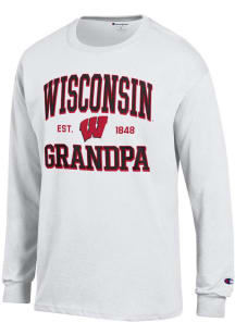 Champion Wisconsin Badgers White Est. Date Grandpa Jersey Long Sleeve T Shirt