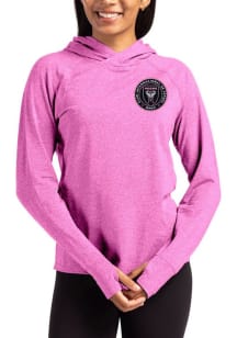 Cutter and Buck Inter Miami CF Womens Pink Adapt Knit Hood Hooded Sweatshirt