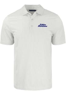 Cutter and Buck Tulsa Golden Hurricane Mens White Stacked Script Short Sleeve Polo