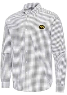 Antigua Iowa Hawkeyes Mens Ash Ellis Long Sleeve Dress Shirt