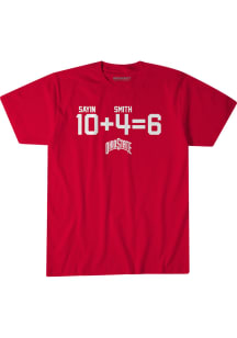 Jeremiah Smith Ohio State Buckeyes Scarlet Red Sayin and Smith 10 + 4 = 6 Short Sleeve Fashion Pla..
