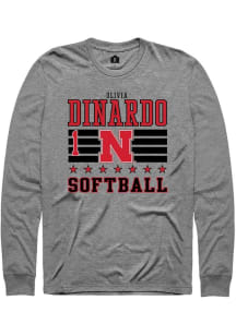 Olivia DiNardo Nebraska Cornhuskers Grey NIL Striped Long Sleeve Player T Shirt
