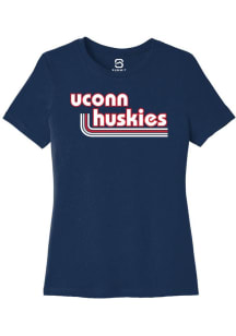 Summit Sportswear UConn Huskies Womens Navy Blue Stripes Short Sleeve T-Shirt