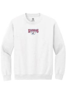 Summit Sportswear Kansas Jayhawks Mens White Embroidered Long Sleeve Crew Sweatshirt