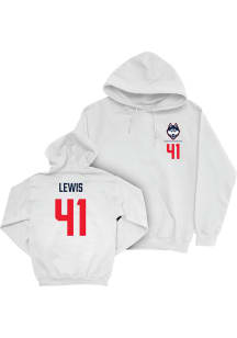 William Lewis UConn Huskies Mens White NIL Logo Player Hood