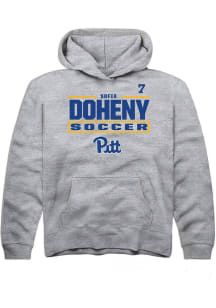 Sofia Doheny Rally Pitt Panthers Youth NIL Stacked Box Long Sleeve Player Hoodie Grey