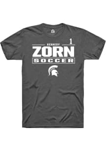 Kennedy Zorn Michigan State Spartans Dark Grey NIL Stacked Box Short Sleeve Player T Shirt