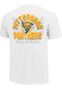 Pitt Panthers White Volleyball Net Arch Short Sleeve T Shirt