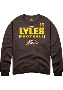 Jaden Lyles Western Michigan Broncos Mens Brown Football NIL Stacked Box Player Crew