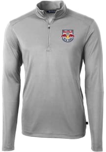 Cutter and Buck New York Red Bulls Mens Grey Virtue Eco Pique Big and Tall Qtr Zip