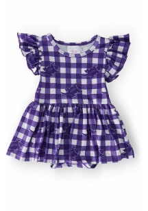 TCU Horned Frogs Baby Girls Purple Plaid Short Sleeve Dress