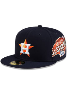 New Era Houston Astros Mens Navy Blue Oversized Patch 59FIFTY Fitted Hat