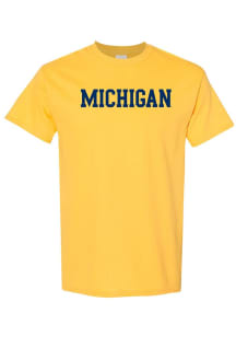 Michigan Wolverines Yellow Basic Block Short Sleeve T Shirt
