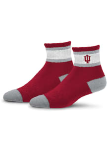 Indiana Hoosiers Stripe Embroidered Fuzzy Womens Quarter Socks