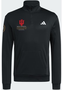 Adidas Indiana Hoosiers Mens Black 2025 CFP National Champions Short Sleeve Polo