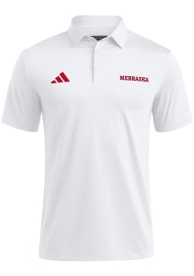 Adidas Nebraska Cornhuskers Mens White Ultimate365 Short Sleeve Polo