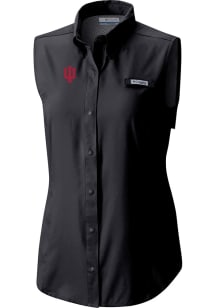 Columbia Indiana Hoosiers Womens Black Heat Seal Omni Wick Tamiami Polo Shirt