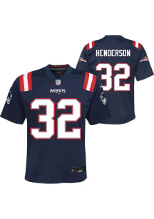 Treveyon Henderson New England Patriots Youth Navy Blue Nike Home Replica Football Jersey