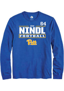 Josh Nindl Pitt Panthers Blue Football NIL Stacked Box Long Sleeve Player T Shirt