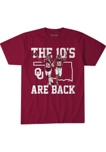 John Mateer Oklahoma Sooners Crimson The 10's Are Back Short Sleeve Fashion Player T Shirt