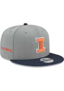 New Era Illinois Fighting Illini Grey Two Tone 9FIFTY Mens Snapback Hat