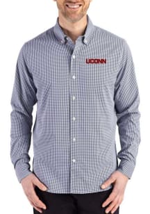 Cutter and Buck UConn Huskies Mens Navy Blue Skyline Long Sleeve Dress Shirt