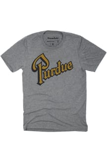 Homefield Purdue Boilermakers Grey Drum Script Short Sleeve Fashion T Shirt