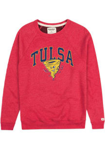 Homefield Tulsa Golden Hurricane Mens Red Arch Mascot Hurricane Long Sleeve Fashion Sweatshirt