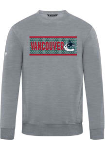 Levelwear Vancouver Canucks Mens Grey Zane Sweater Block Long Sleeve Crew Sweatshirt
