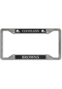 Cleveland Browns Primary Pewter License Plate Frame - Orange