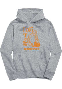 Vive La Fete Tennessee Volunteers Youth Grey Excavator Long Sleeve Hoodie